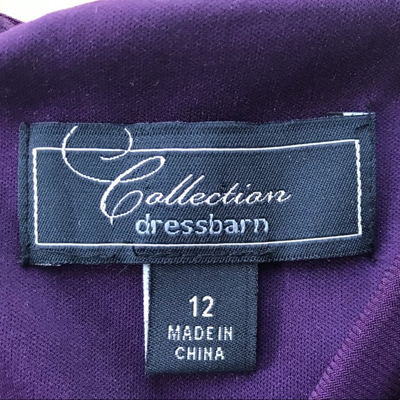 Dressbarn Collection Dress 12 Shimmer Sheath Tiered Ruffle Purple V-neck EUC - Picture 5 of 10